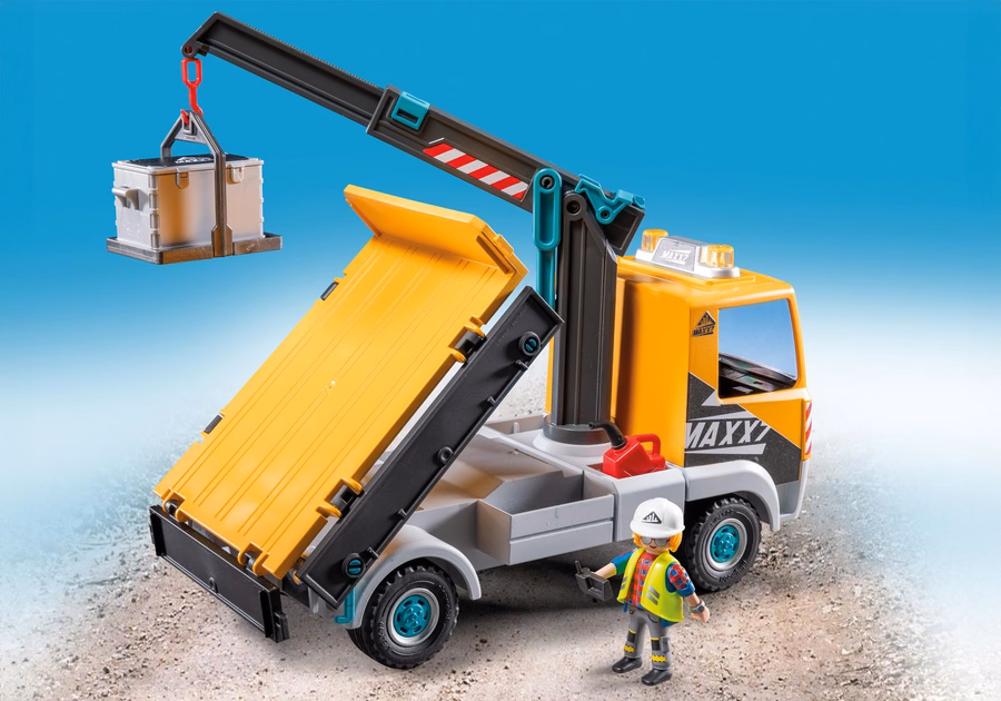 Camión de construcción con grúa