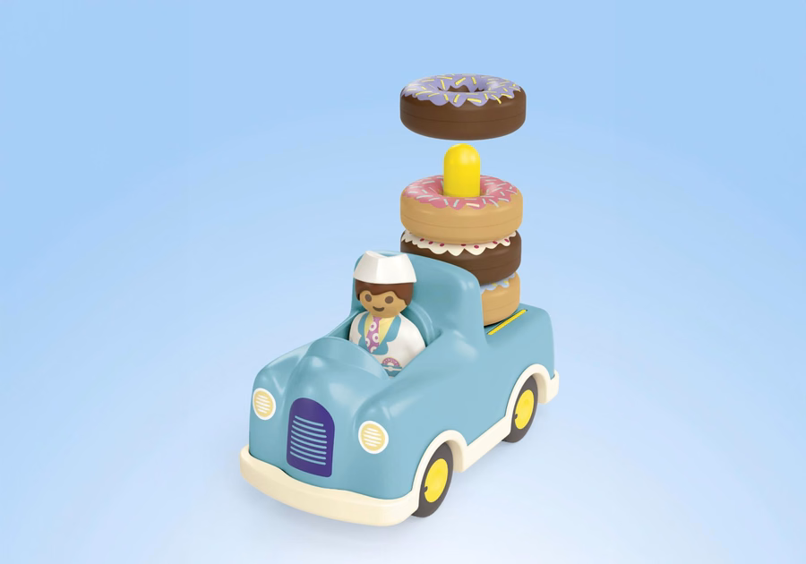 JUNIOR: Camión de donas loco con función de apilamiento y clasificación.