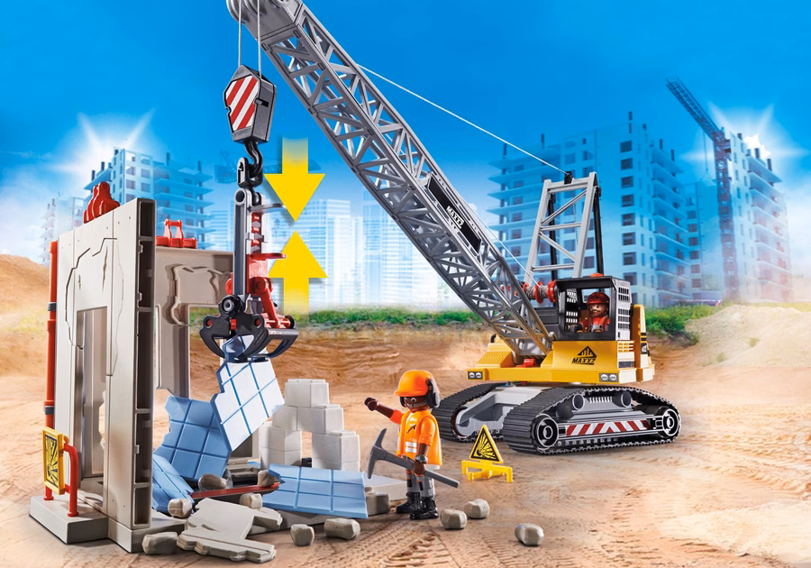 Excavadora de cable con sección de construcción