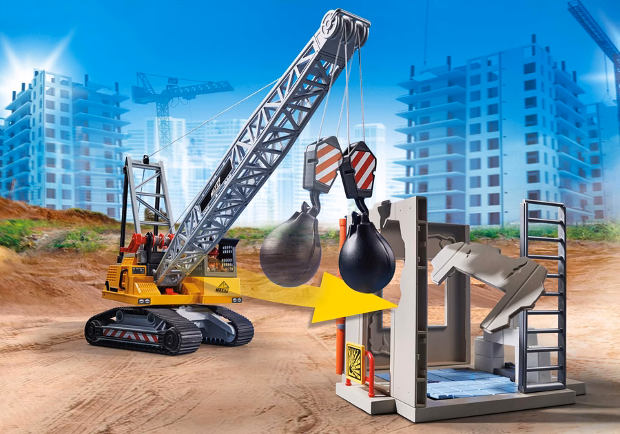 Excavadora de cable con sección de construcción