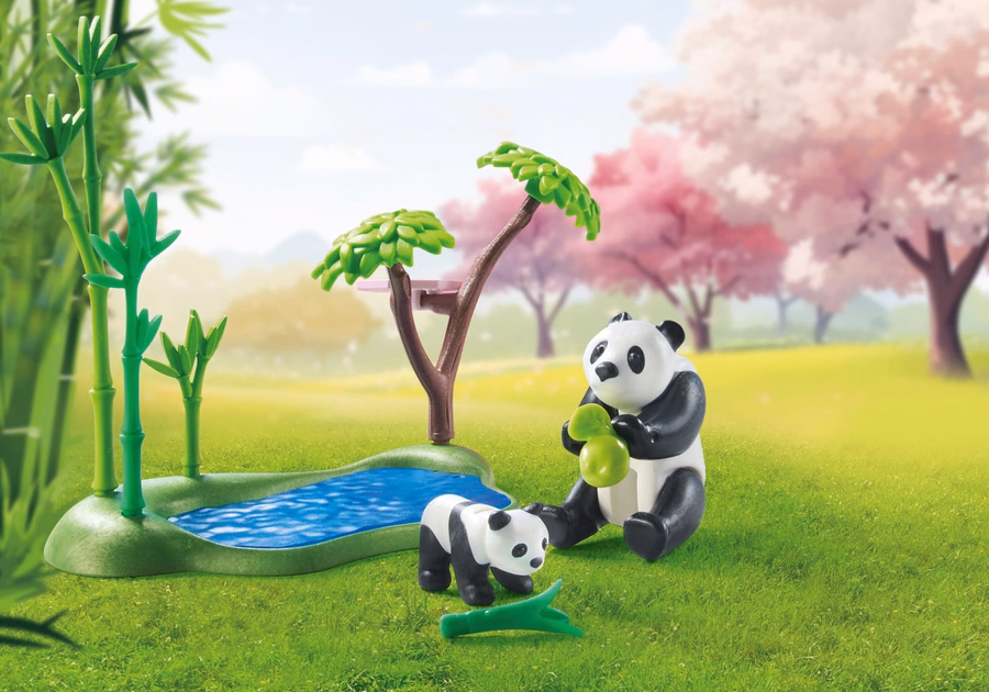 Jardín asiático con panda