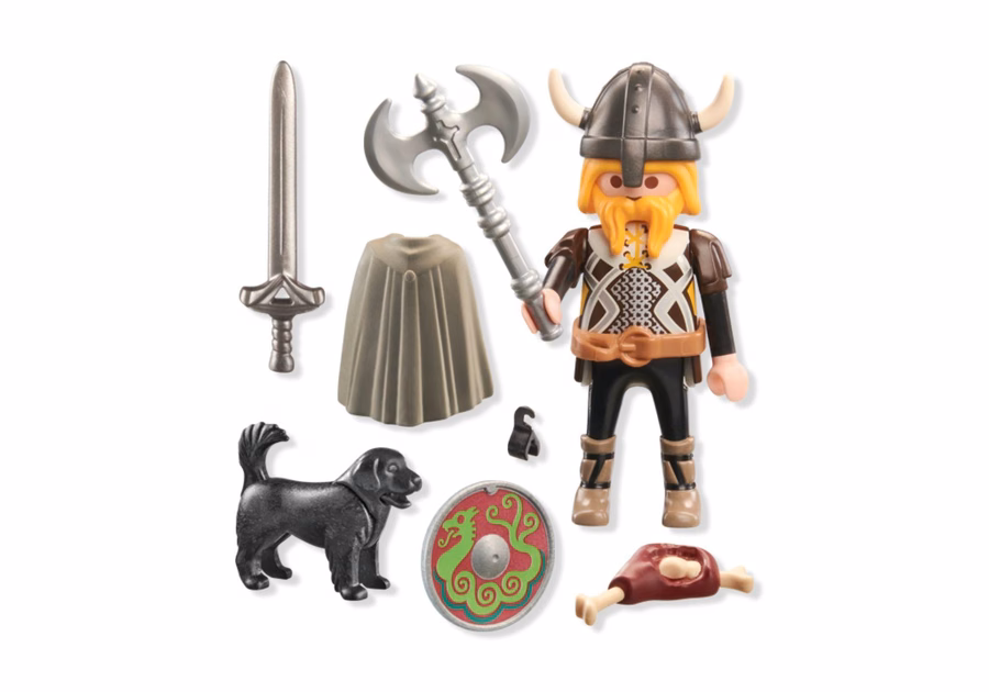 Vikingo con perro guardián